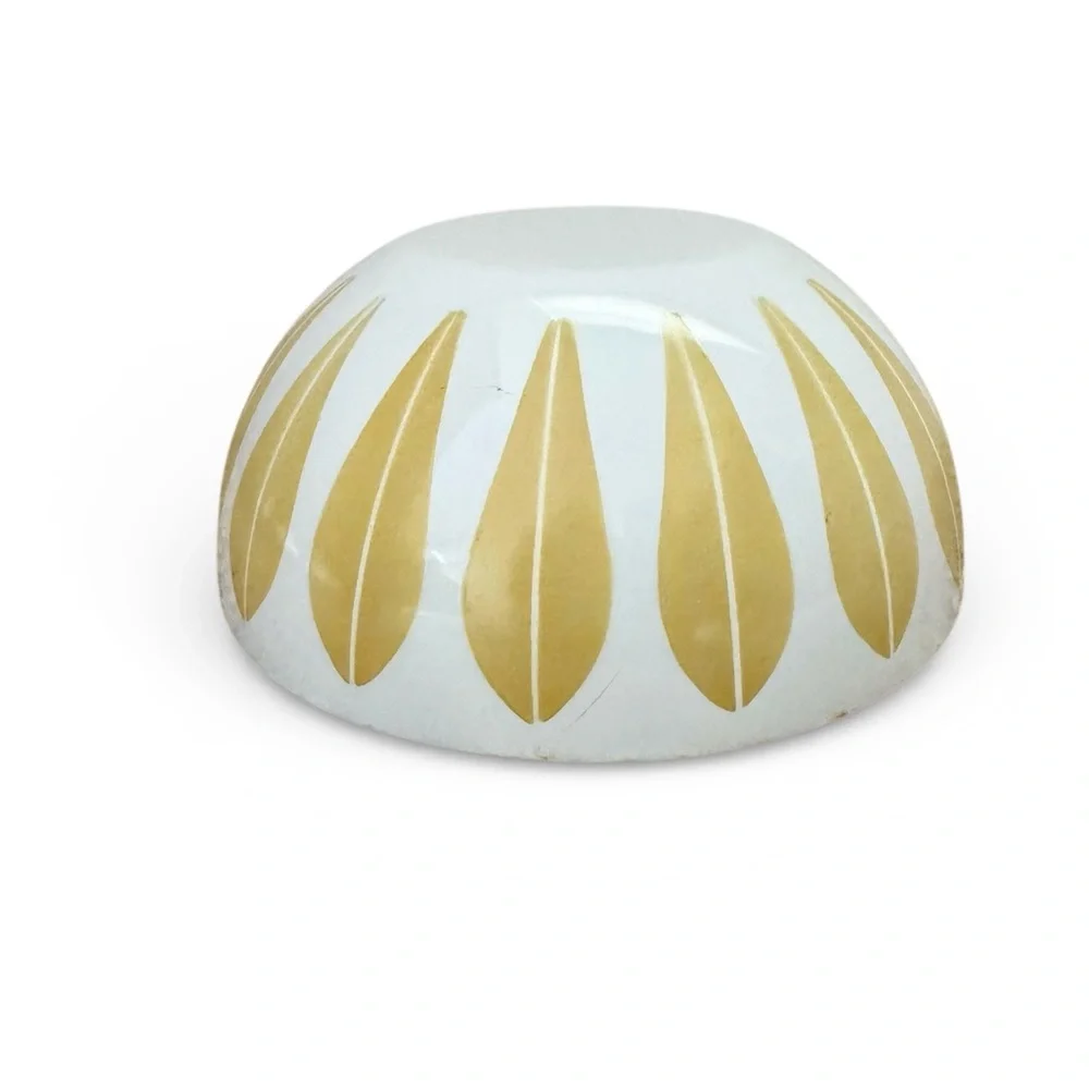 Vintage Cathrineholm Norway Enamelware 8″ Lotus Bowl  - Mustard Yellow & White - Picture 6 of 16